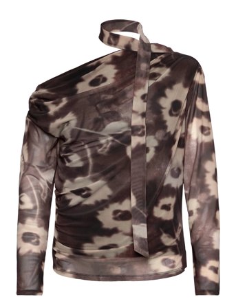 Mango Floral-Print T-Shirt With Scarf - Brown - L