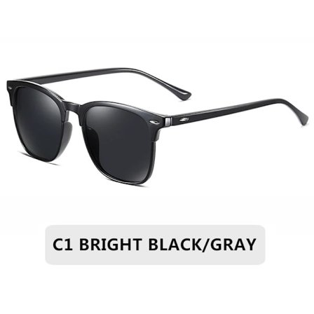 Klassiska halvbågade solglasögon för män och kvinnor, fyrkantiga polariserade solglasögon för män Oculos De Sol Gafas UV400 Retro Eyewear