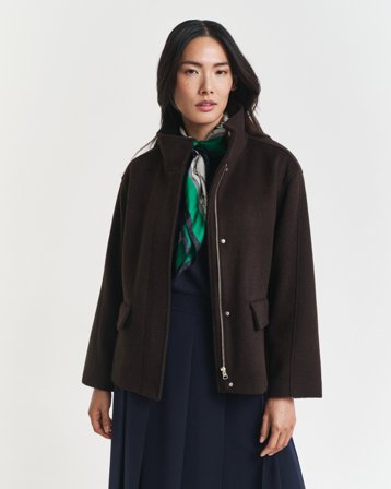 GANT Damen Kurze Reißverschlussjacke aus Wolle (XL) Braun