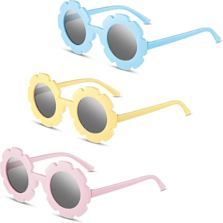 3 stk. Runde Blomstersolbriller Søde Udendørs Strandsolbriller Briller Til Børn