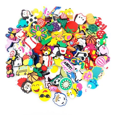 100 Pakk Sko-Smykker for Kloggsko, Tilfeldige Tegneserie Sko Dekorasjon Armbånd Smykke Tilbehør for Voksne Barn Sko DIY Håndverk