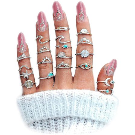 Boho Retro Stapelbara Ringar Set