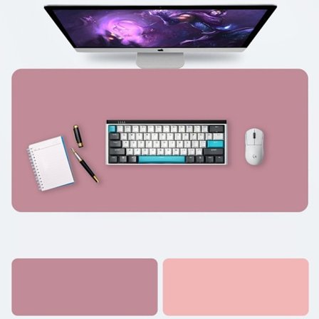 Dubbelsidig Skrivbordsmatta i Läder, Förlängd Musmatta, Stor Musmatta, Halkfri Matta, Skrivbordsunderlägg med Sydd Kant 80x40cm