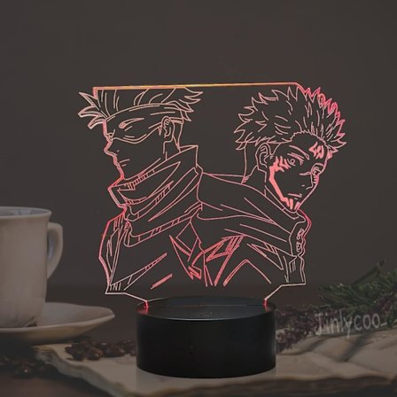 Anime Figur Satoru Gojo og Yuji Itadori Anime Lys til Børn, Jujutsu 3D LED Natlampe 16 Farver Fjernbetjening Børne Soveværelse Sengebord Lampe, 