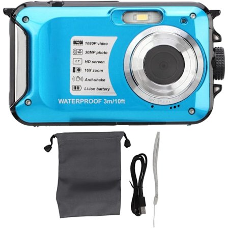 Vanntett Digitalkamera 1080P 30MP 16X 3M Undervannskamera for Snorkling Camping Kan Arbeide Kontinuerlig I 2 Til 3 Timer