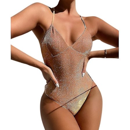 Glitterende Monokini Badedrakt for Kvinner med Push-Up Effekt, Endelt Badetøy