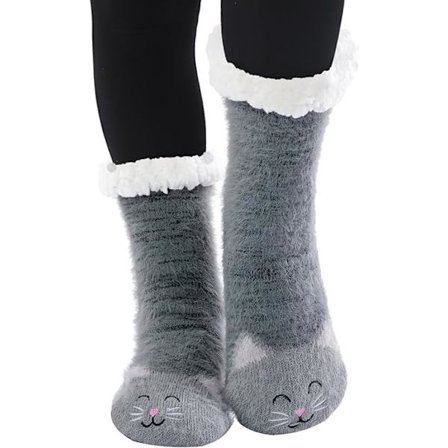 Dames Sokkeslippers Fleeceforet Sød Varme Hyggelige Indendørs Sokker Antislip Vinter