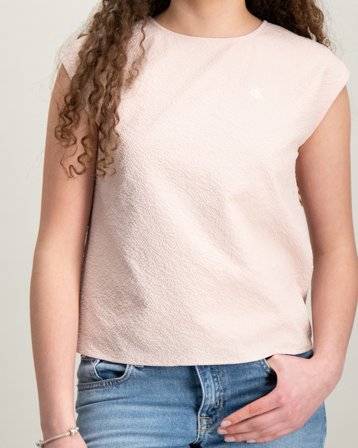 Calvin Klein BABY SEERSUCKER SS WOVEN TOP Rosa T-skjorter Jente - Kids Brand Store