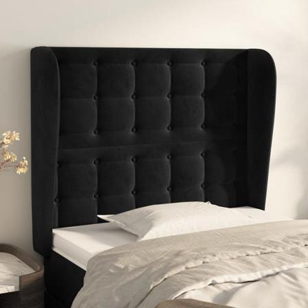 Vidaxl Huvudgavel Med Kanter Svart 103x23x118/128 Cm Sammet Svart