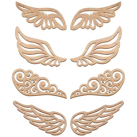 80 stk. engelvinger trævinger hule træstykker kreative DIY håndværk tilbehør (6X2,5 cm, khaki farve)