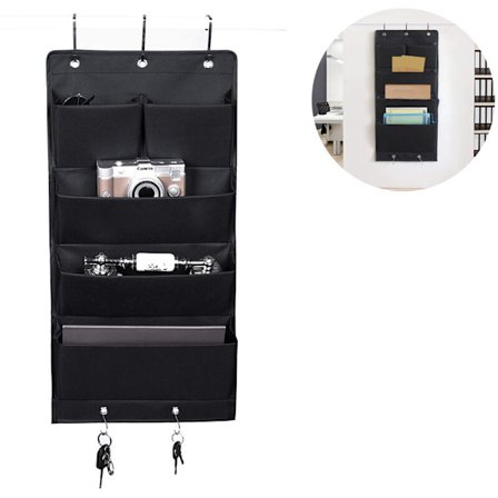 Hengende oppbevaring Oxford stoff dørskap oppbevaring sammenleggbar hengende hylle med 5 håndklekroker hengende oppbevaring med 4 store rom, svart