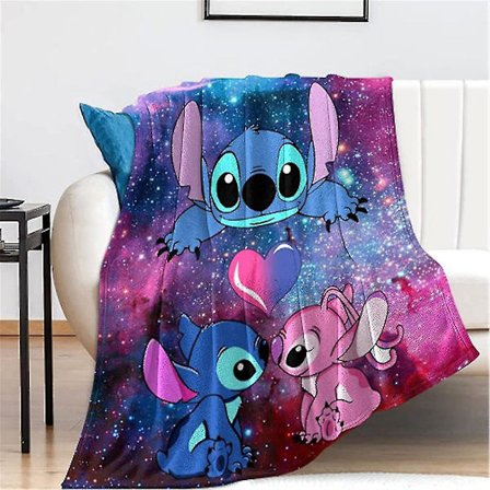 Hjemmeindretning 130x150/150x200cm Stitch tæppe blødt varmt plyssetæppe til sofa seng stol camping rejse gave