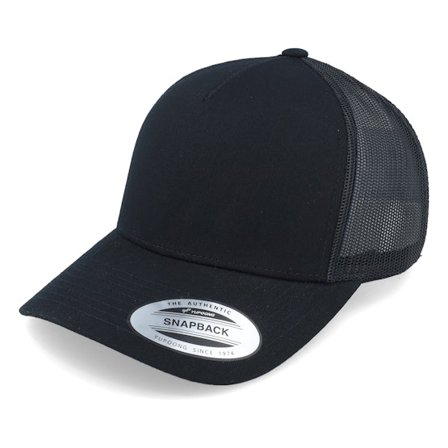 Yupoong - Noir trucker Casquette - Retro Black A-Frame Trucker @ Hatstore