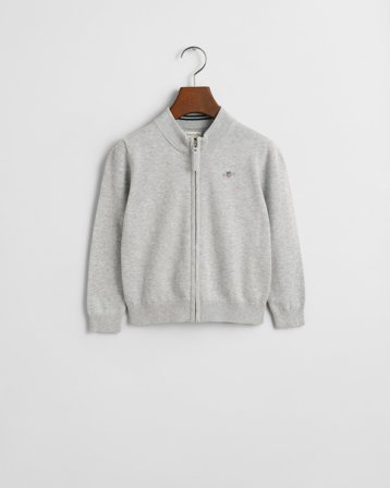 GANT Kinder Strickjacke aus Baumwolle mit Reißverschluss (110/116) Hellgrau