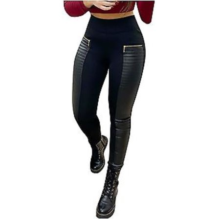 Althee Dame Skinnbukser Vide Ben Kontrastbukser Skinndesign Høy Faux Dame Midje S-2xl S