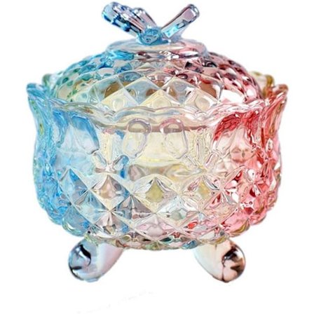 Royal Embossed Crystal Slikæske med Låg, Fod, Smykkeskrin, Slikkrukke, Kagekrukke, Bryllupsslikbuffetkrukker, Køkken