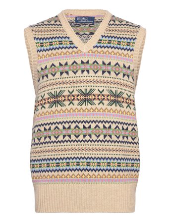 Fair Isle Cotton-Cashmere Sweater Vest Beige Polo Ralph Lauren