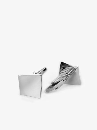 John Henric Men's Silver Cufflinks Curved Size Onesize
