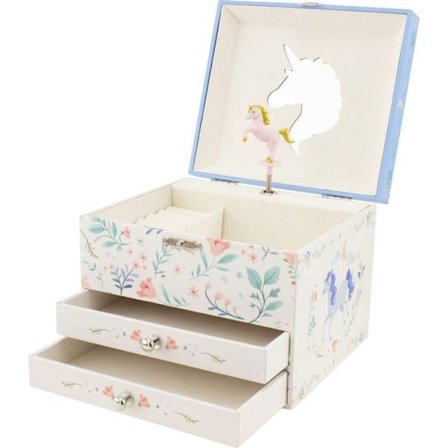 Musiikkikoristeinen korun laatikko - Ulysse - Yksisarvinen - 2 laatikkoa - Yksisarvisen muotoinen peili - Melodia The Unicorn