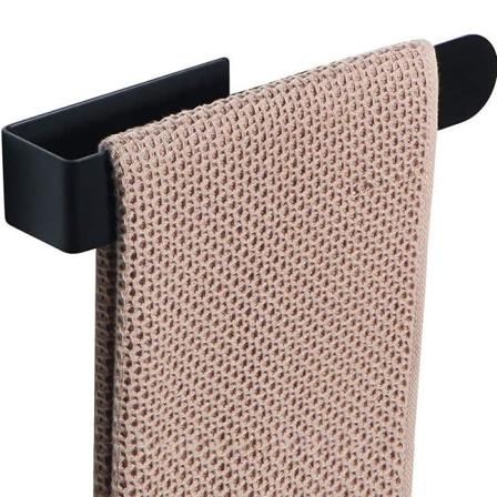 Håndkleholder, børstet rustfritt stål håndkleholder, veggmontert toalettpapirholder for baderom kjøkken(Kort svart)