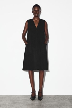 COS Femme Robe En Laine Mérinos Double Face Dress in Noir