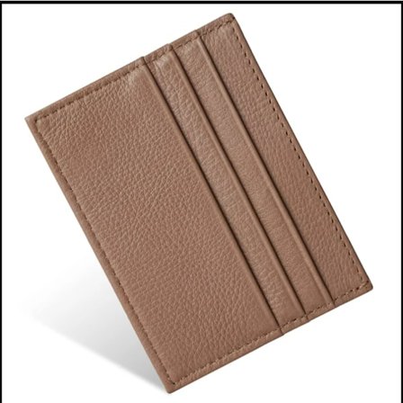 (Brun) Slank kortholder ekte skinn lommebok, kuskinn ultratynn kortholder, liten kortholder