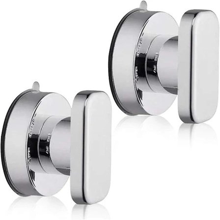 Sæt med 2 sugekopper dørhåndtag sugekop håndtag skuffe skab køleskab glasdør bærbar flytbar håndtag med stærk sugekop badeværelse (sølv