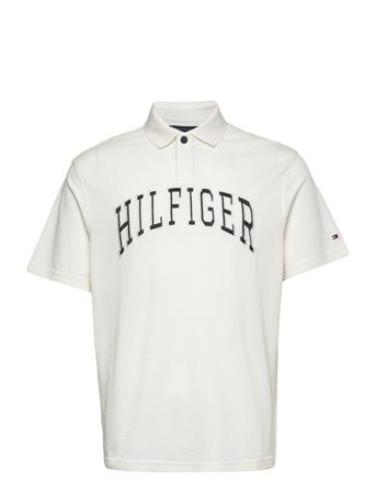 Icon Varsity Logo Casual Polo Polos Short-sleeved Hvit Tommy Hilfiger