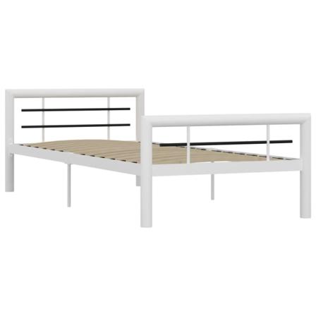 Vidaxl Sängram Vit Och Svart Metall 90x200 Cm Vit