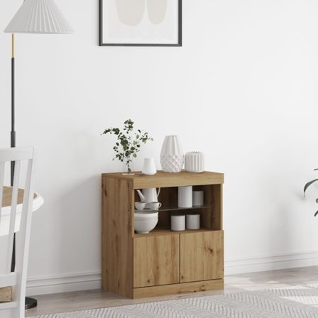 LED-sido bord Brun 60,5 x 37 x 67 cm Konstruerat trä