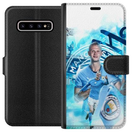Kompatibel Tegnebogsetui til Samsung Galaxy S10+ Erling Haaland Manchester City Norge klinisk angriber med kraft hastighed og topinstinkt, der gør ham