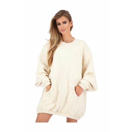 Reinders, Smoked Sweater Dress Creme Beige, Dames, Maat:ONE Size