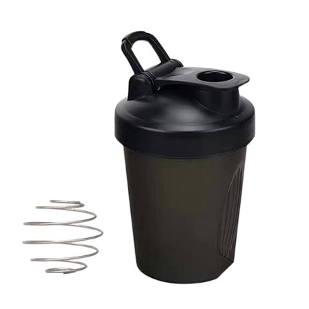 400ml Lekkasjesikker Protein Shaker Flaske med Rustfritt Stål Vispeball for Fitness Sport Svart