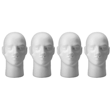 4x mandlige kvindelige skumstyrofoam mannequin manikin hovedstand model paryk hat display, 2