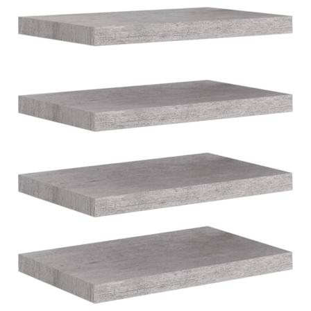 Vidaxl Svävande Vägghyllor 4 St Betonggrå 50x23x3,8 Cm Mdf Grå