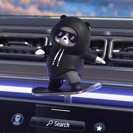 Skateboard Bjørn Bilpynt, Morsom Skateboard Bjørn Bil Interiør Dashbord Pynt Svart{AZC}