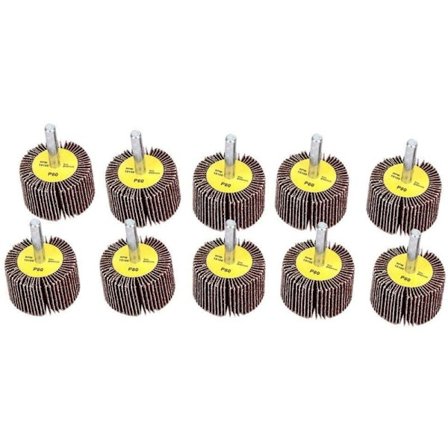 10 stk. slipe lamellrondeller polering sliprondell sandpapir lamell slipeskive med 6 mm skaft for børstesliping drill trepolering tilbehør