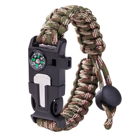 #5 i 1 paracord overlevelsesarmbånd med ildstarter og kompas,#