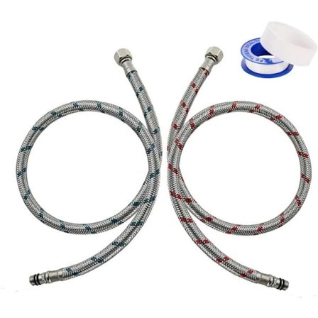 Ruostumattomasta teräksestä punottu vesiletku 80cm, G3/8 x M10, 2 kpl tiivisteteipillä keittiöhanaan