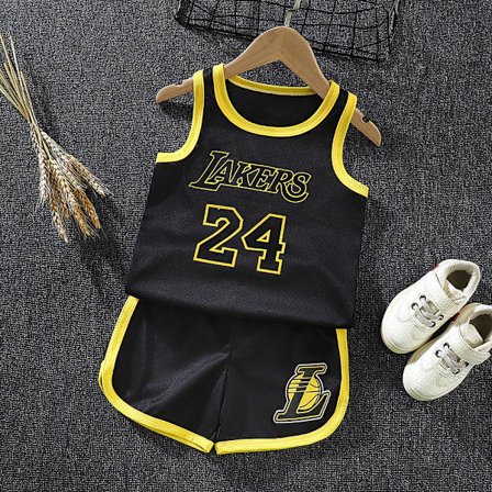 Baskettröja för barn Lakers nr 24 svart guld I24 90cm