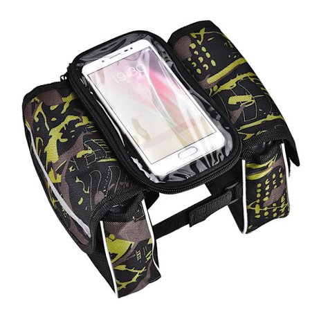 Sykkel Front Tube Bag Vanntett Berørbar Mobiltelefonveske Sykkel Tilbehør (Grønn)