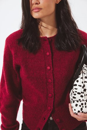 NA-KD - Strikket cardigan i ullblanding - Cardigan - Rød - XL