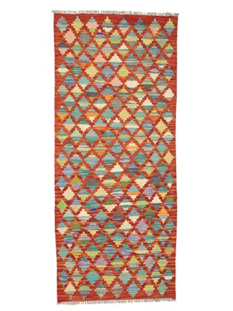 83X202 Tapete Kilim Afegão Old Style Oriental Passadeira Vermelho Escuro/Castanho (Lã, Afeganistão) Carpetvista