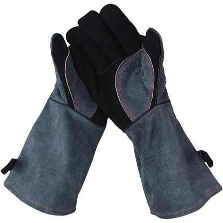 Ugnsbakningsgrillhandskar 1 par läder 40 cm mocka med hängande grytställ Köksgrillplats