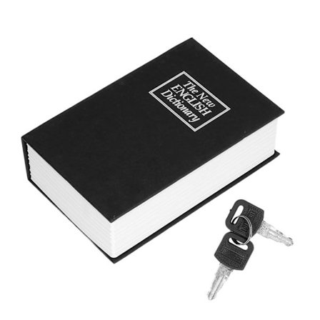 Sikkerhedskasse Simuleringsbog Form Dekorativ Opbevaring Pengeboks til Soveværelse Stue KontorSort