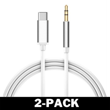 1M Stilren USB-C till AUX 3.5mm Kabel Silver