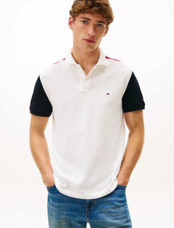 Tommy Hilfiger Rwb Blocking Reg Polo - White - XL