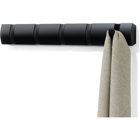 Musta - naulakot - moderni, yksinkertainen ja tilaa säästävä 5 irrotettavalla koukuilla