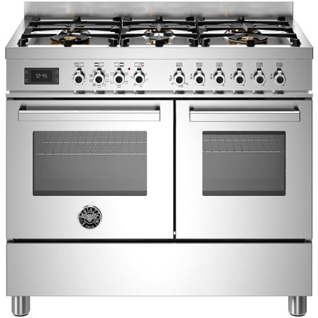 Bertazzoni PRO106L2EXT Professionel gaskogeplade med dobbeltovn, 100 cm - Rustfri stål | KitchenOne