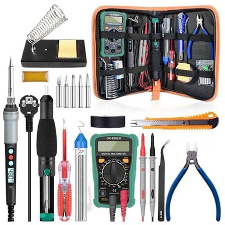 90W Digital loddeboltsett med 18-delt tilbehør, justerbar temperatur 100°C-480°C, inkluderer multimeter